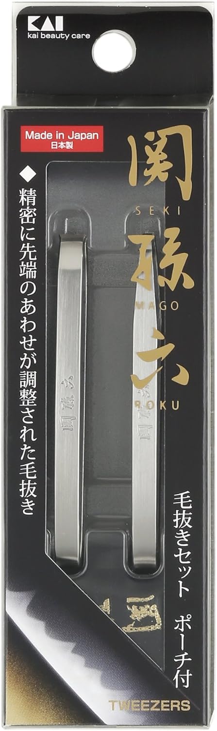 関孫六 毛抜きセット 先平・先細 2個 ポーチ付き