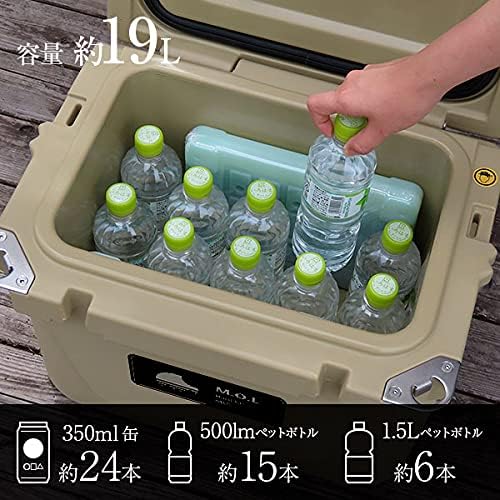 高耐久型ハードクーラーボックス S 約19L 密閉保冷 サンド 釣り・キャンプ用