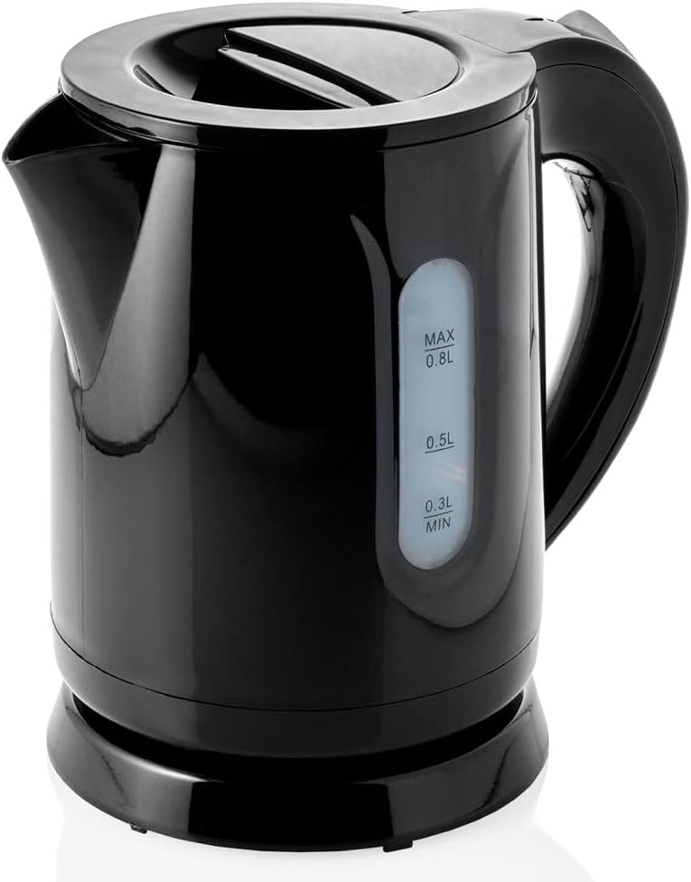 おしゃれなコードレス電気ケトル 0.8L ブラック - 自動電源オフ・空焚き防止機能付き