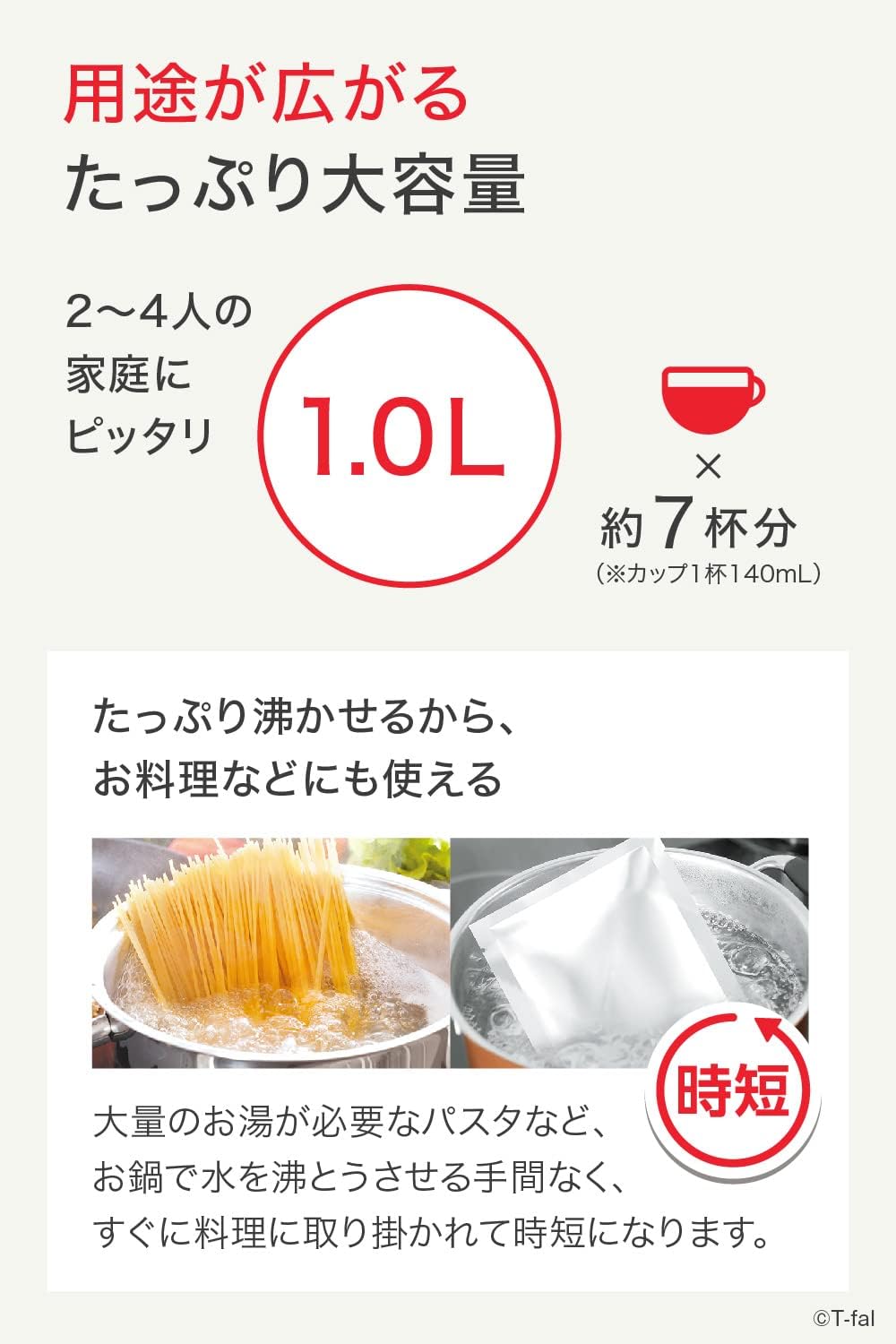 ティファール 電気ケトル 1.0L ホワイト KO4411JP