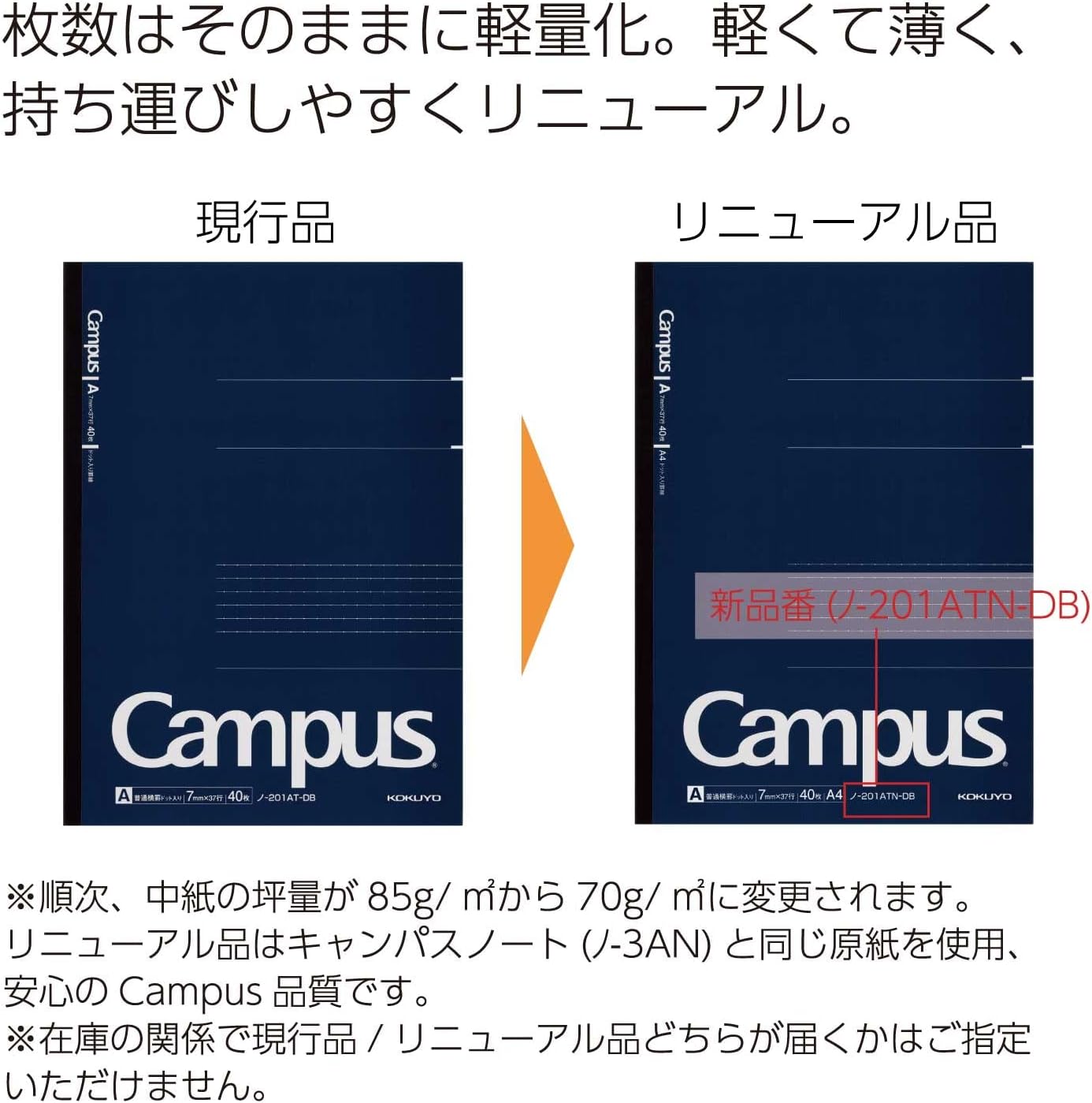 大人のためのコクヨキャンパスノート A4 ドット入り A罫 40枚 紺
