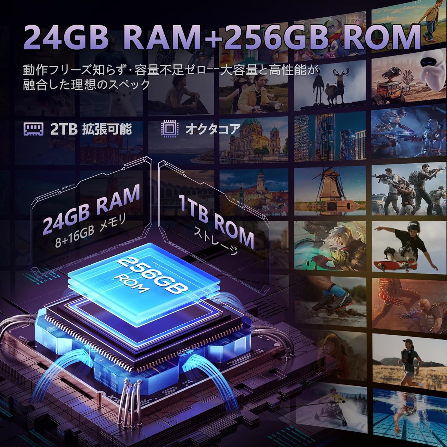 OUKITEL C60 Pro SIMフリースマホ 24GB RAM/256GB ROM/1TB拡張 10000mAhバッテリー 6.88インチHD+大画面・顔/指紋認証・NFC・GPS対応