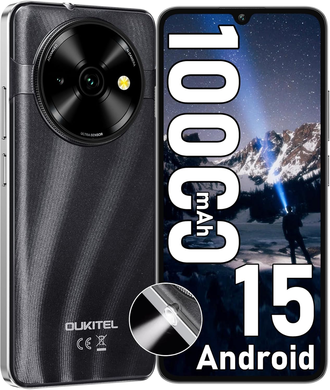 OUKITEL C59 SIMフリースマホ 6.88インチHD大画面 16GB RAM/128GB ROM（2TB拡張可）10000mAhバッテリー 13MP AIカメラ 受信認証対応