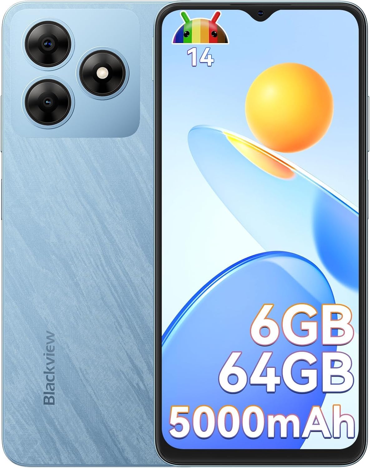 SIMフリー 6GB RAM スマホ Blackview Wave8C Android 14 Go 大画面 5000mAhバッテリー