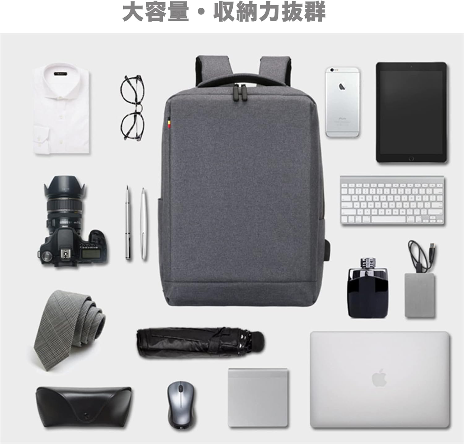 ビジネスリュック メンズ 大容量 軽量 防水 16インチ PC対応 ネイビー USB充電口付き