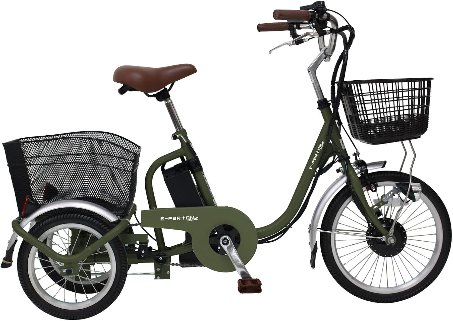 防犯登録付き ノーパンク電動アシスト三輪自転車 大人用 BEPN18PN シニア向け 買い物・畑仕事用