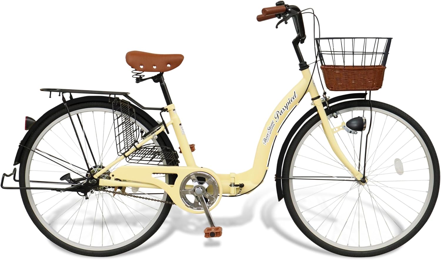 ノーパンク26インチ折りたたみ自転車 ママチャリ 低床フレーム