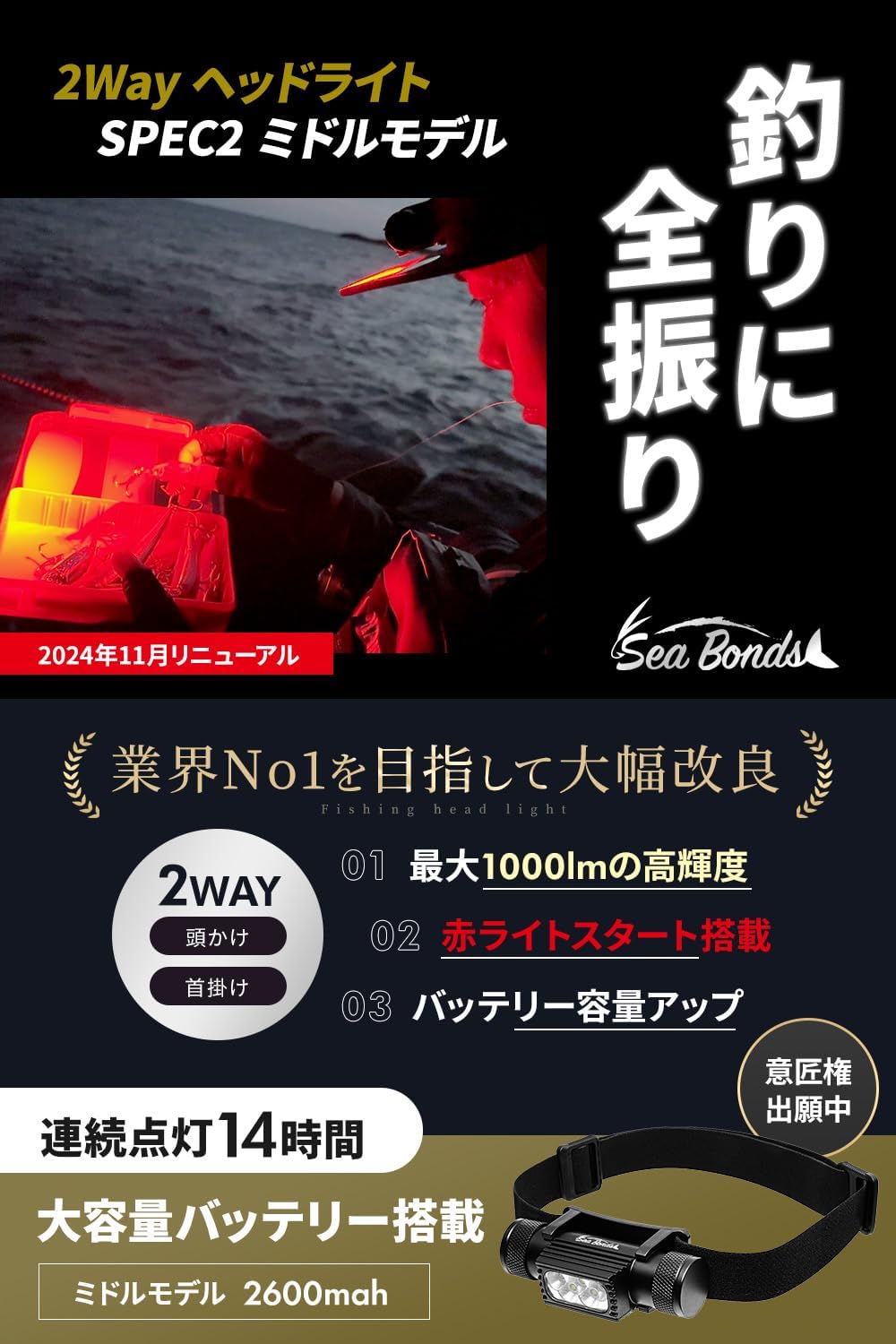 シーボンズ ヘッドライト 1000ルーメン仕様