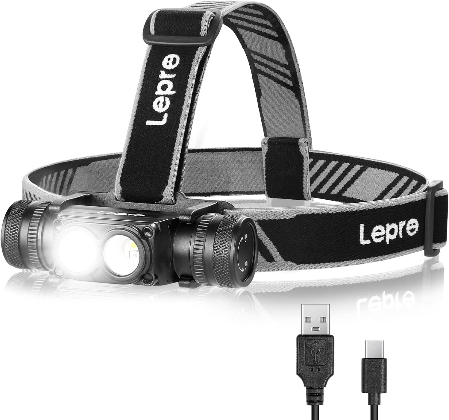 充電式LEDヘッドライト 600-1000ルーメン 釣り・登山用 防塵防水アルミ合金製