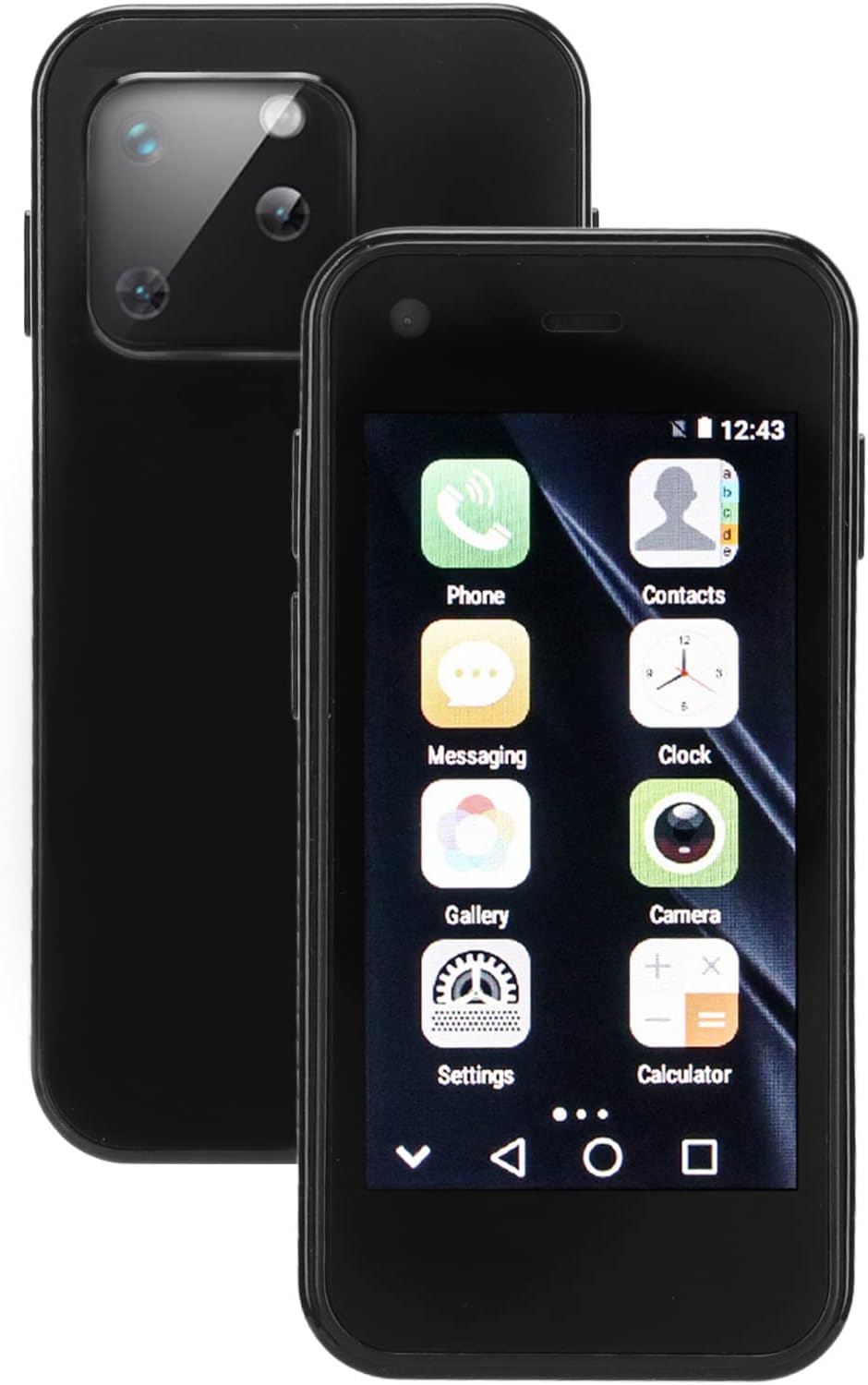 ミニサイズ3Gスマホ HDカメラ デュアルSIM ファンタジーナイトブラック