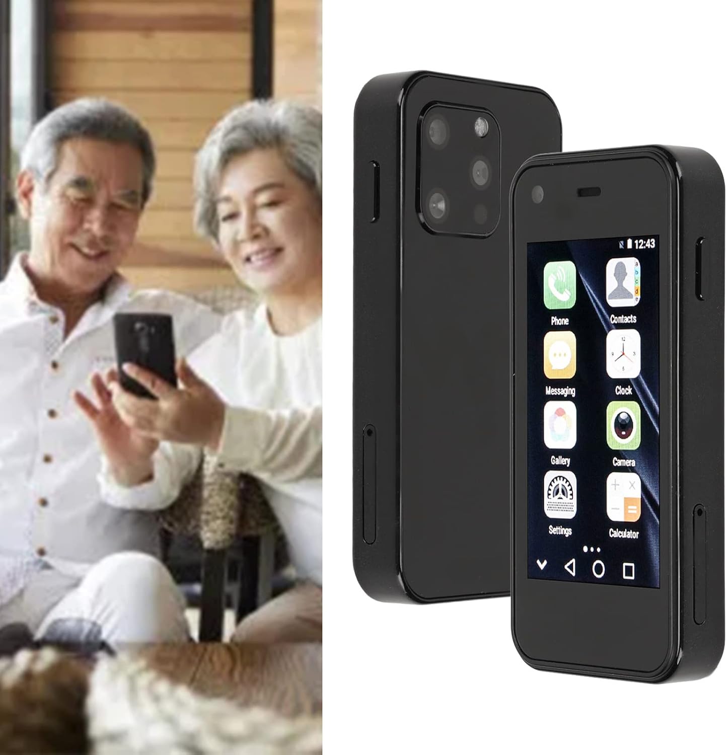 ミニサイズ3Gスマホ HDカメラ デュアルSIM ファンタジーナイトブラック