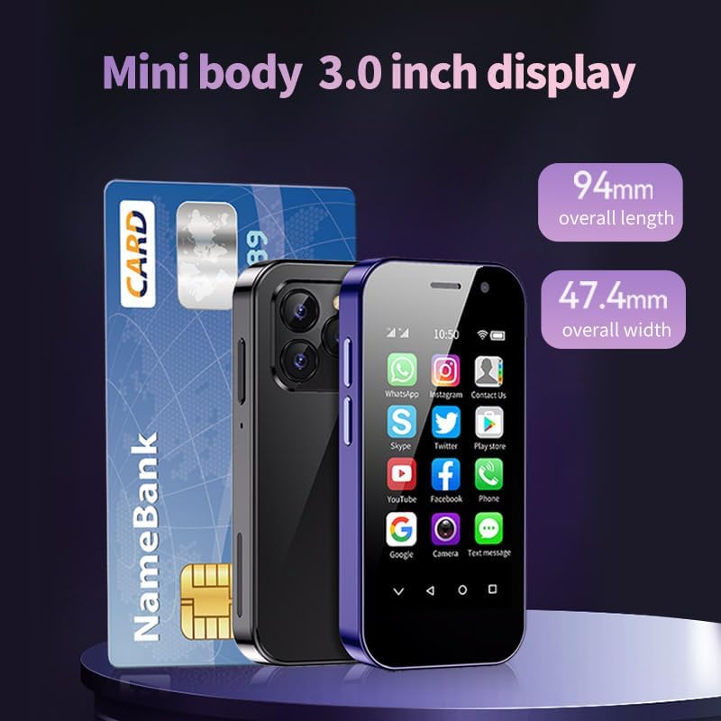 超小型3インチSIMフリーAndroidスマートフォン（SOYES XS14 PRO、ピンク、3GB+32GB）