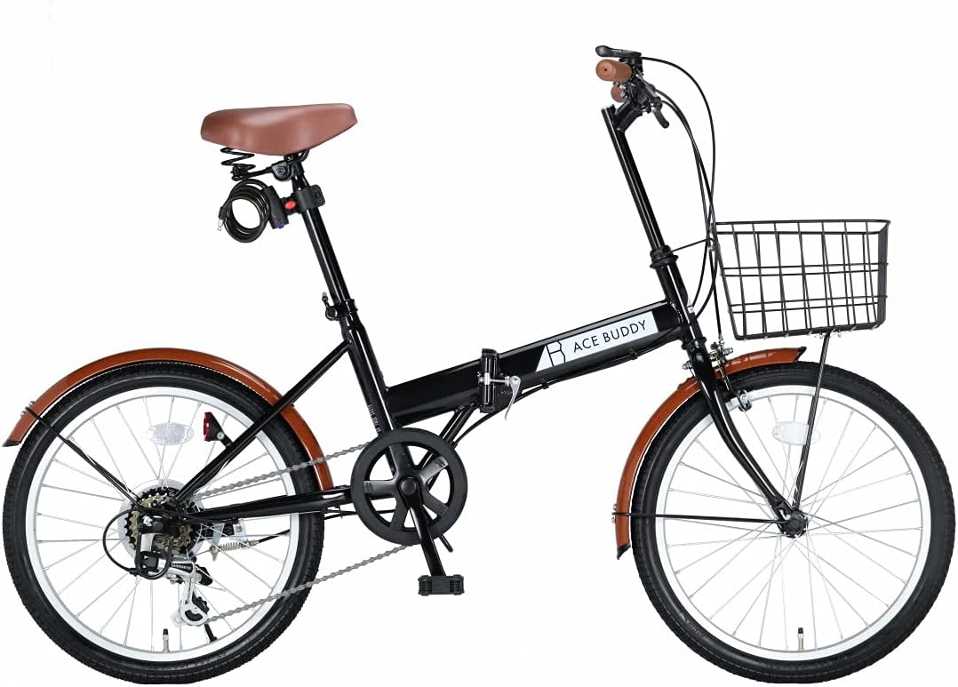 20インチ軽量折りたたみ自転車・シマノ6段変速・通学通勤用