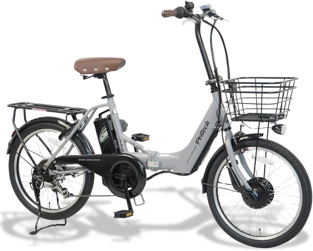 アルミ折り畳み電動アシスト自転車 20インチ シマノ6段変速【簡易組立】