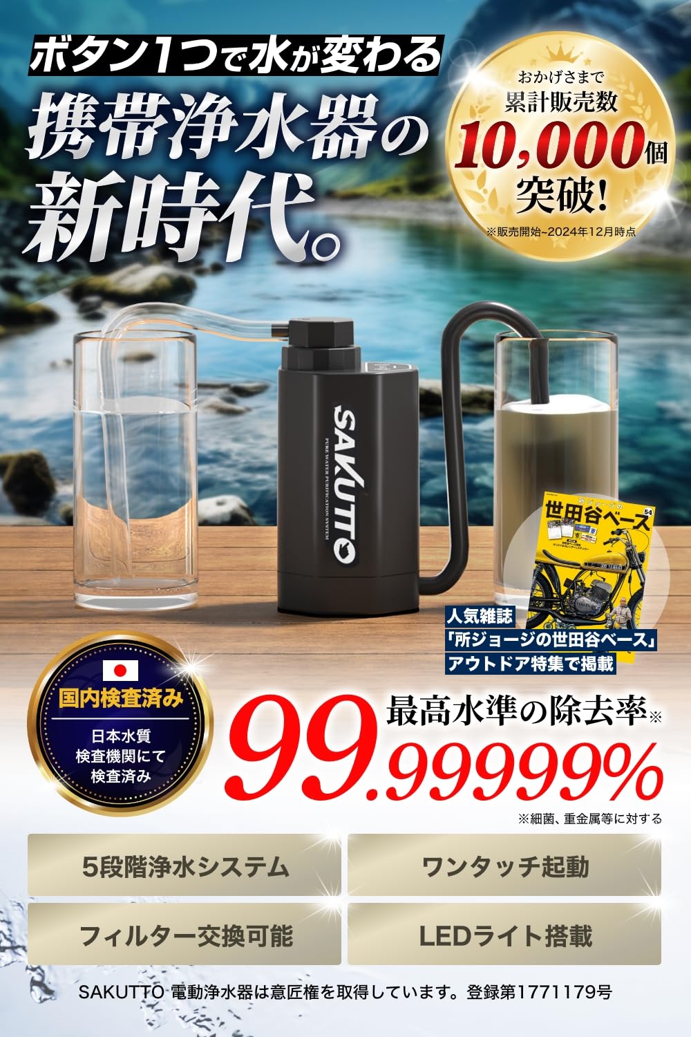 電動式携帯浄水器 アウトドア用 【日本正規品】