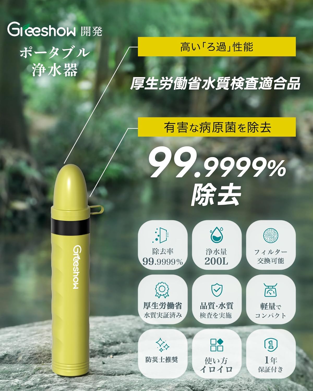 防災用 軽量コンパクト携帯浄水器 GS-282【日本正規品】