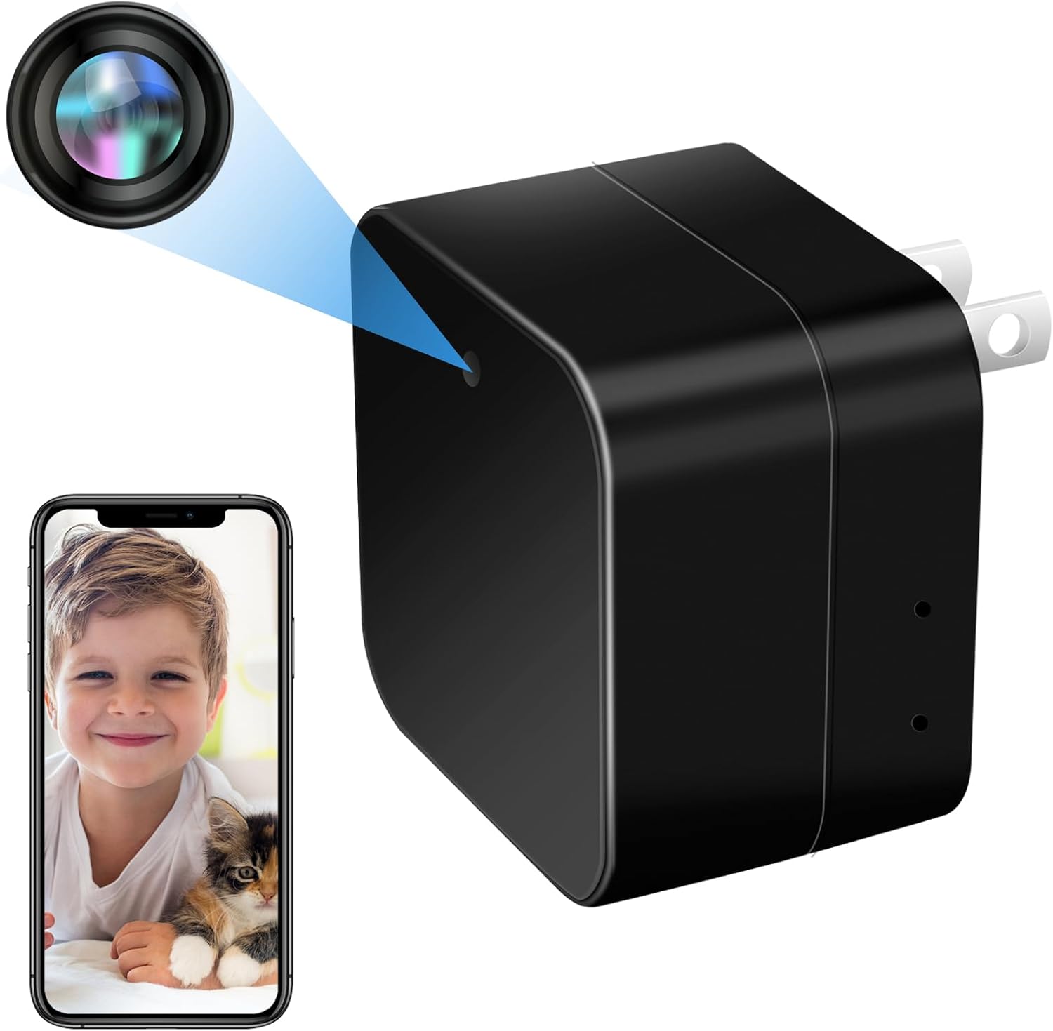LXMIMI WiFi隠しカメラ 1080P 長時間録画 動体検知 充電器型