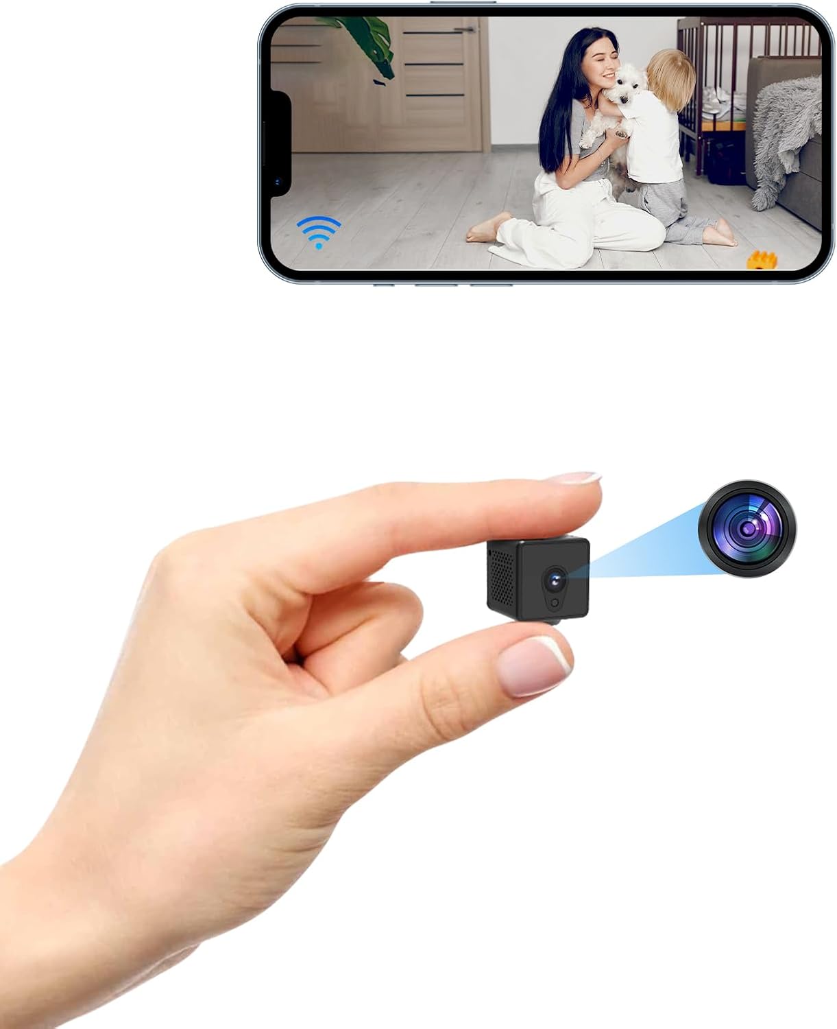 超小型防犯カメラ Wi-Fi対応 4Kハイビジョン 長時間録画 スマホ連動 軽量 携帯便利 (ブラック)