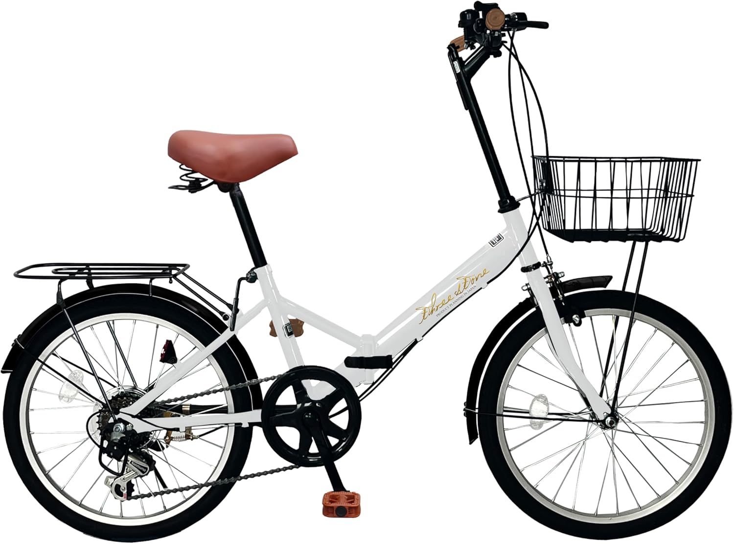 2025年モデル THREE STONE ノーパンクタイヤ 20インチ 折りたたみ自転車 シマノ6段変速 通勤・通学用