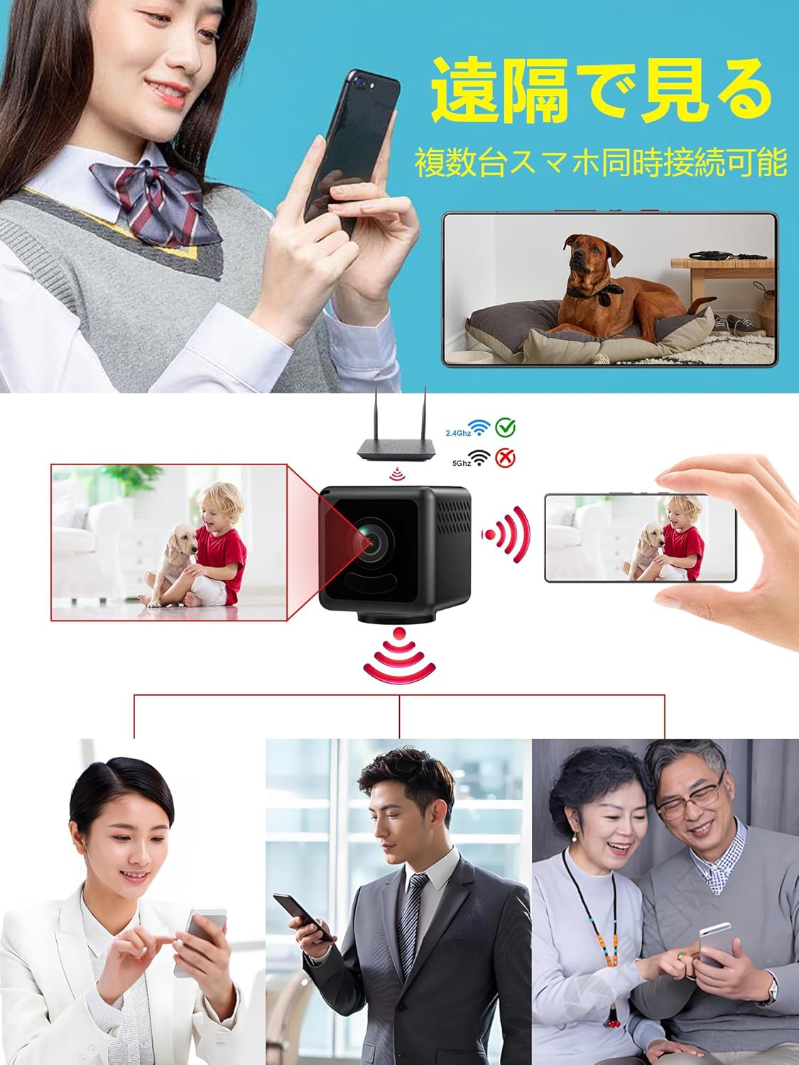 WiFi対応 4K小型防犯カメラ - 遠隔監視・録音・動体検知・暗視機能付き