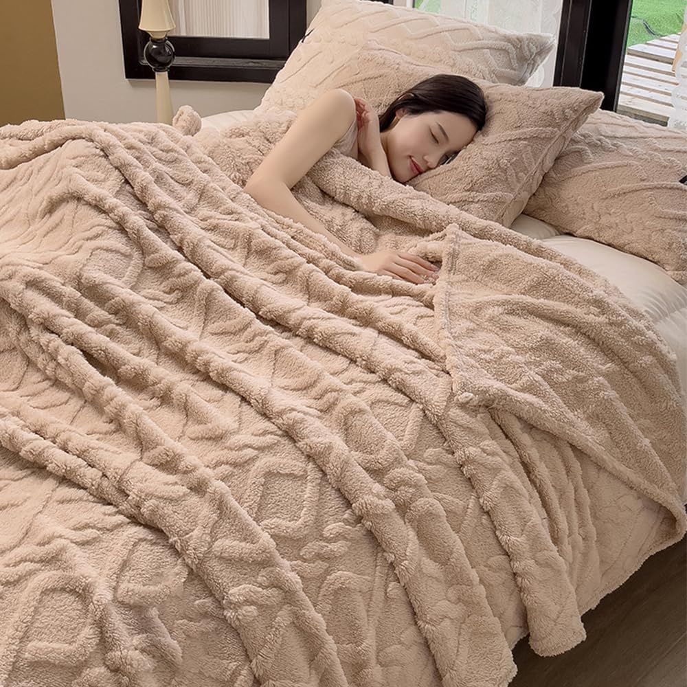 春夏用マイクロファイバー冷房対策ダブルブランケット 180×200cm ふわふわ洗えるベージュ