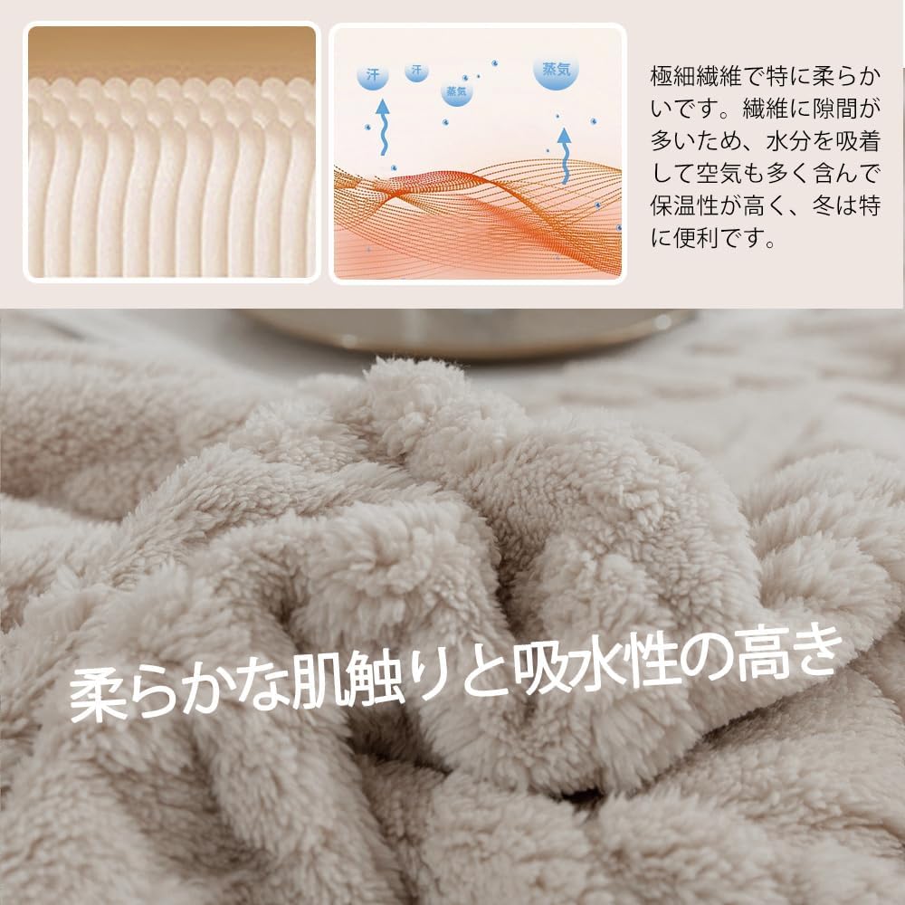 春夏用マイクロファイバー冷房対策ダブルブランケット 180×200cm ふわふわ洗えるベージュ
