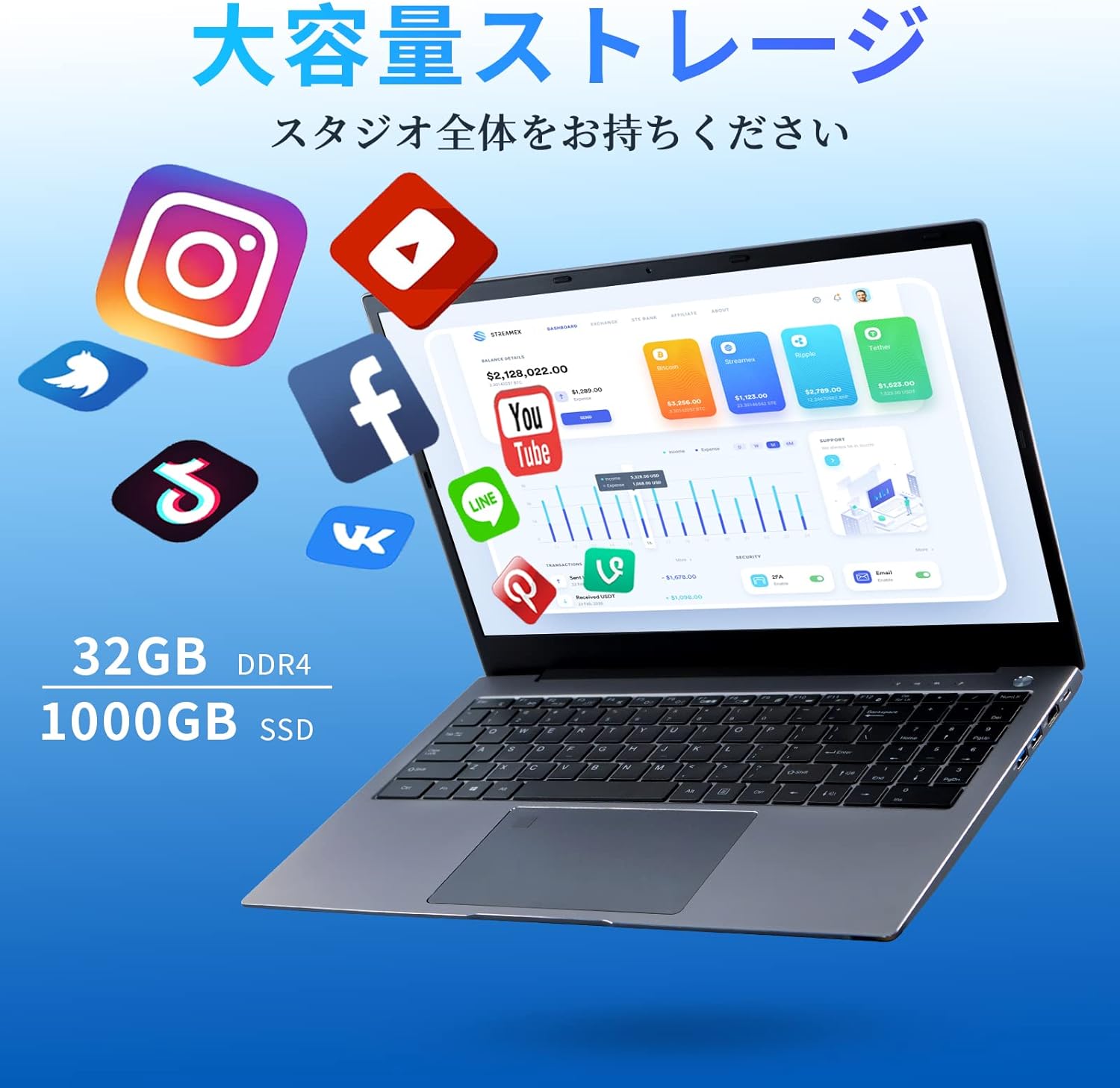 初心者・学生向け Ryzen 5搭載 32GBメモリ 大容量SSDノートパソコン