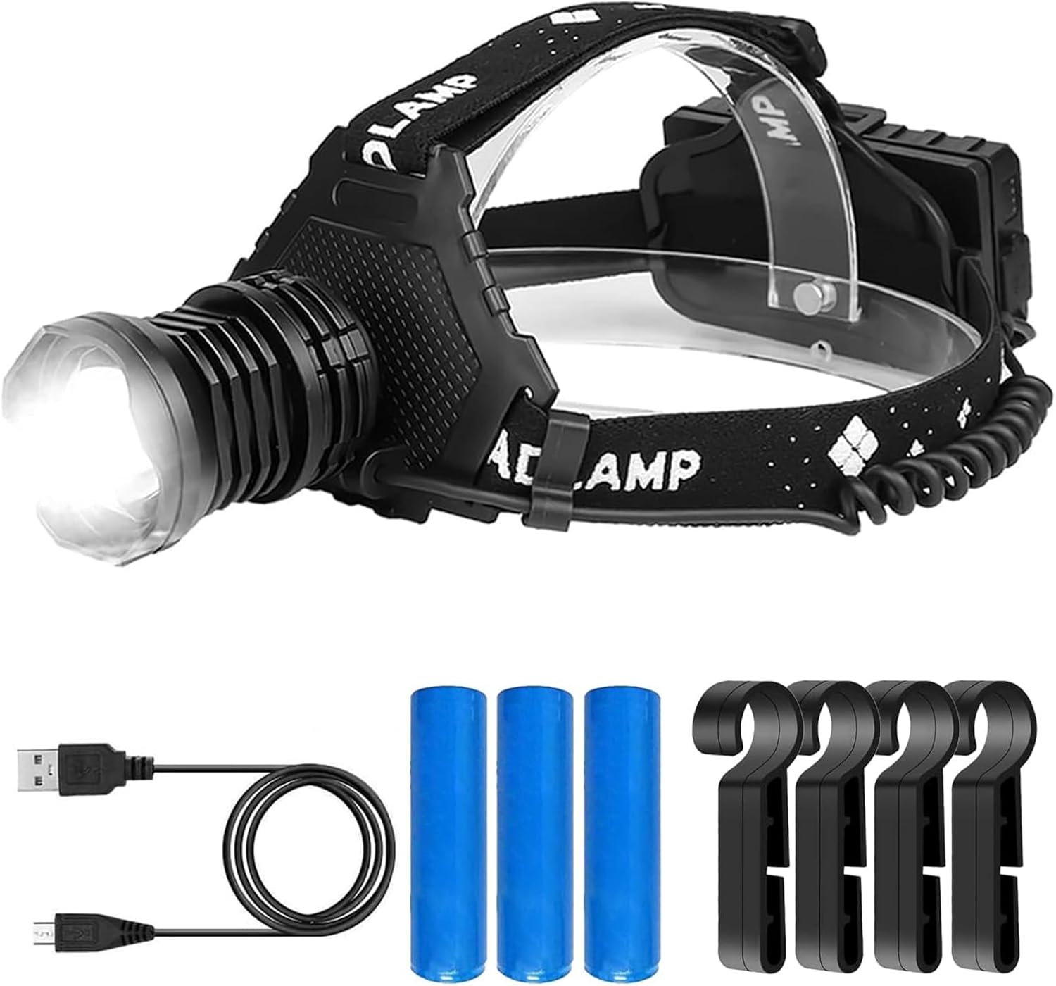 USB充電式 LEDヘッドライト P190 800000ルーメ 防水・超高輝度・ズーム機能付 夜釣り・登山・キャンプ用