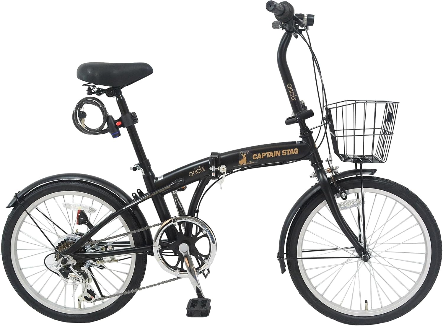 キャプテンスタッグ Oricle 20インチ 折りたたみ自転車 シマノ6段変速 マットブラック/マットベージュ YG-1087/YG-1381