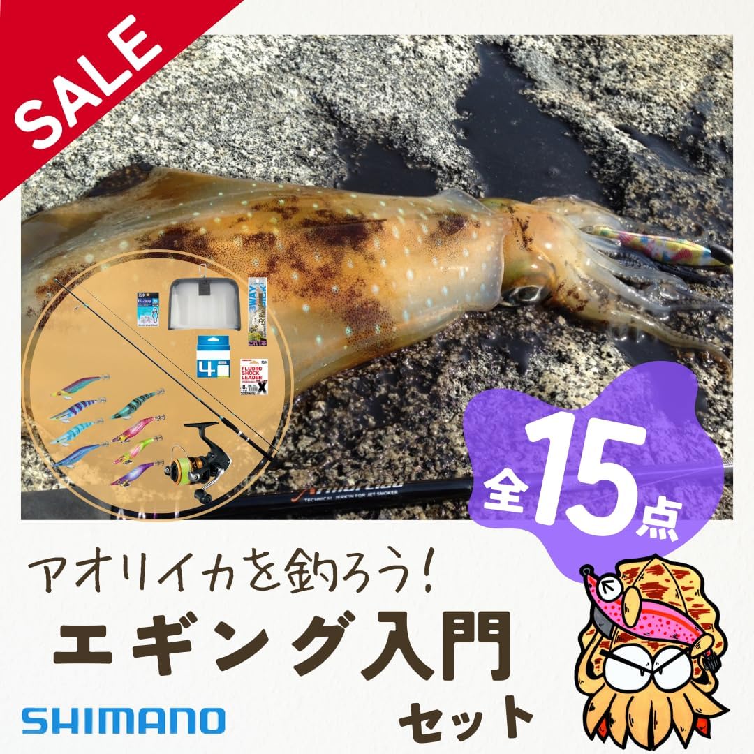 エギング初心者向けシマノエギングタックルセット PE糸巻き済み