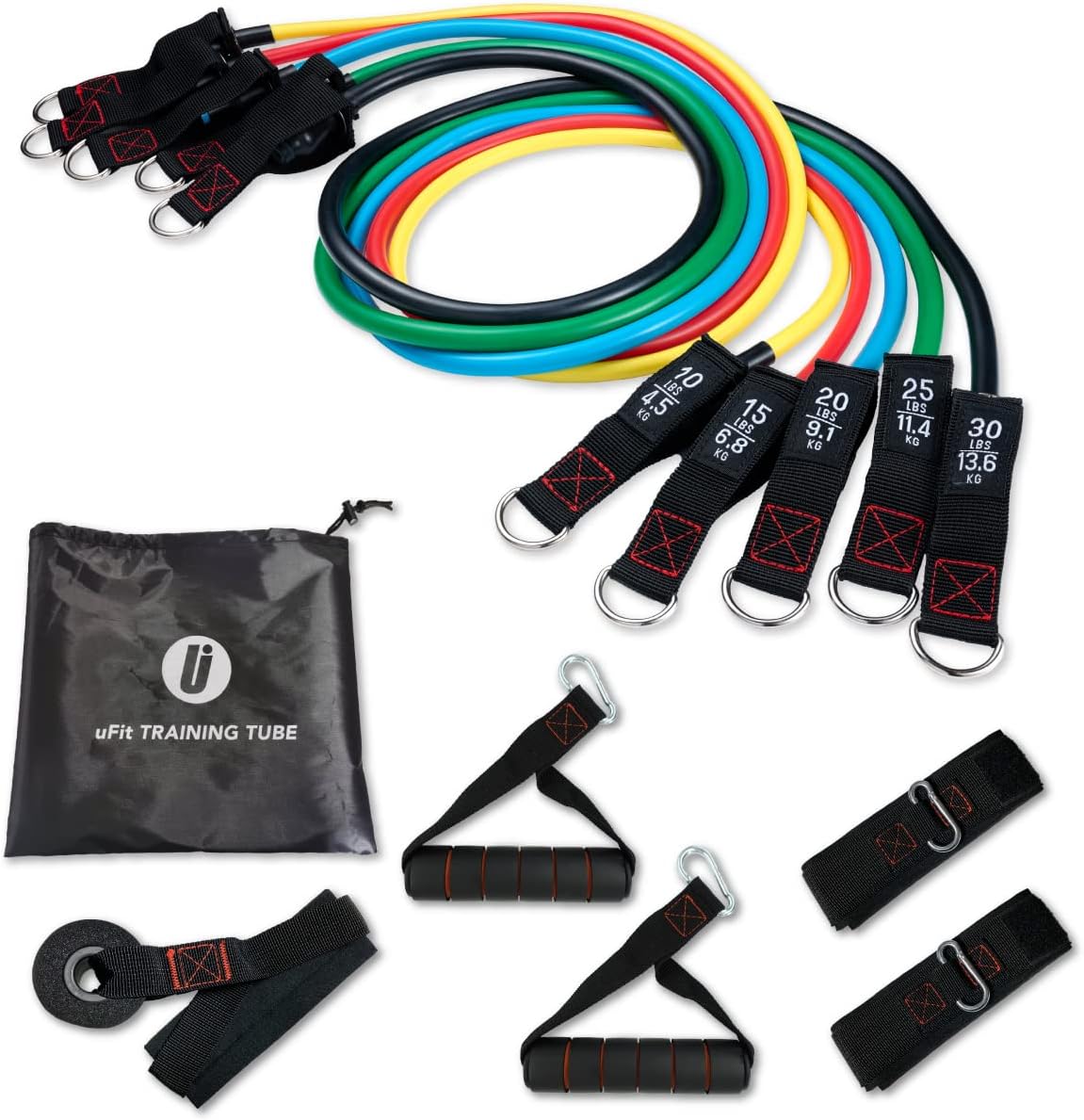 uFit Training Tube 強度別5本セット トレーニングチューブ プロ仕様 水谷隼愛用 収納袋付き