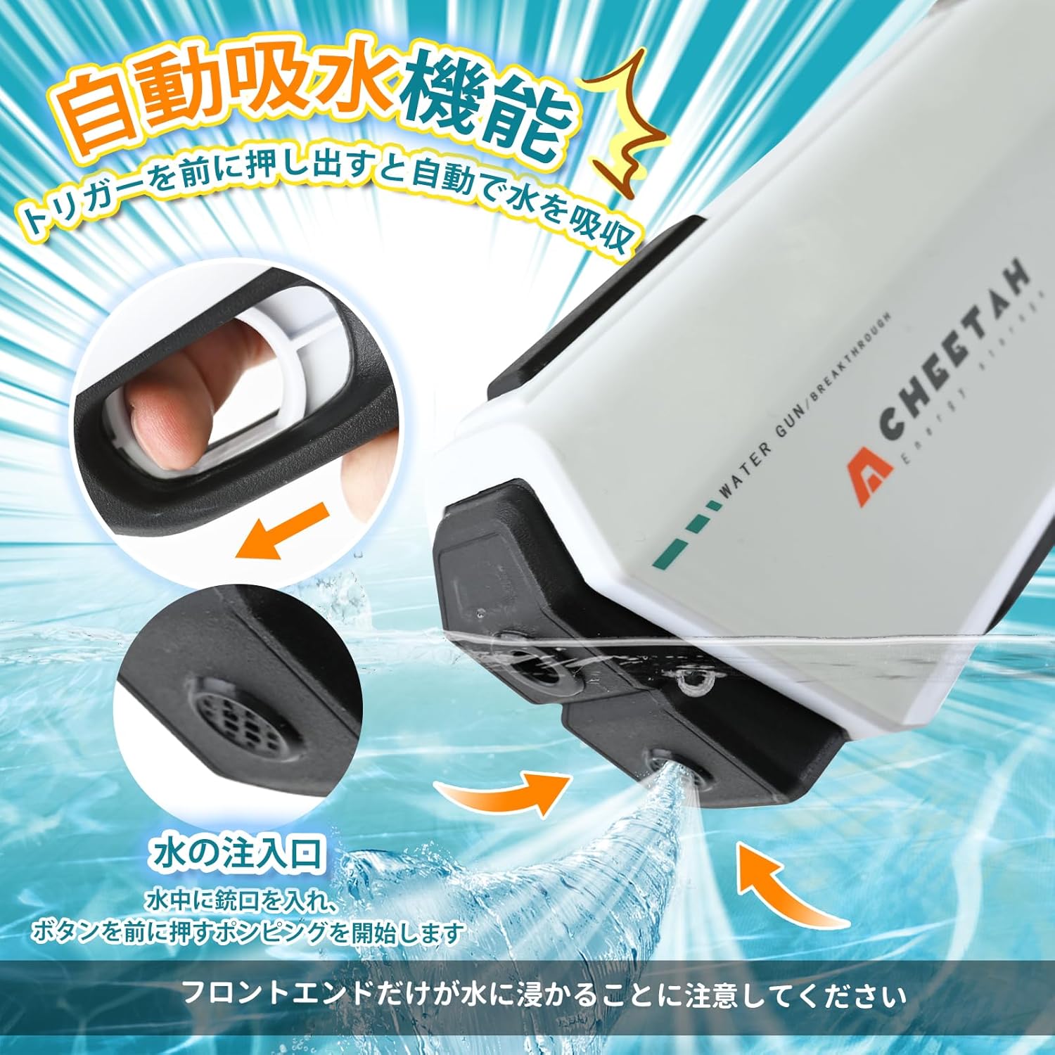 電動水鉄砲 大容量600ML 防水 ウォーターガン 大人・子供用 海水浴・プール遊び用 1500mAhバッテリー