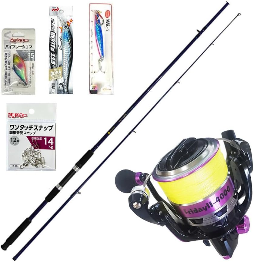 シーバス釣り用おり釣具セット ビッグシルバーファイター ロッド＆リールPEライン付き