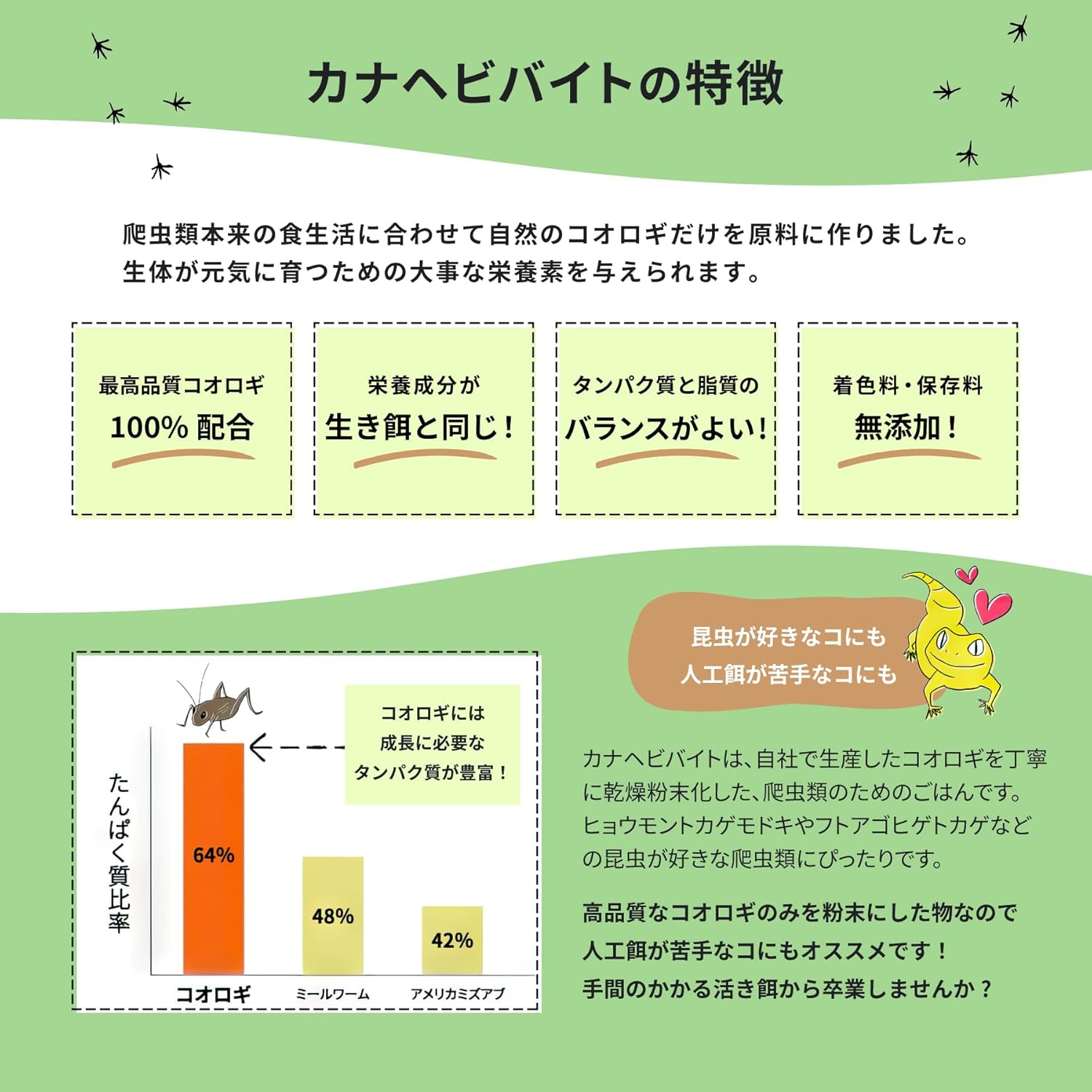 カナヘビ向け人工フード(40g)コオロギ&ミズアブ粉末使用