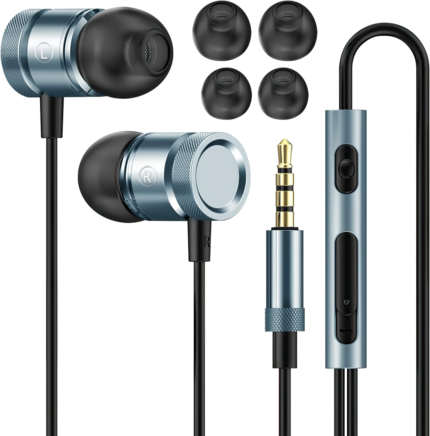 有線イヤホン 3.5mm マイク＆リモコン付き HIFI音質 高遮音性