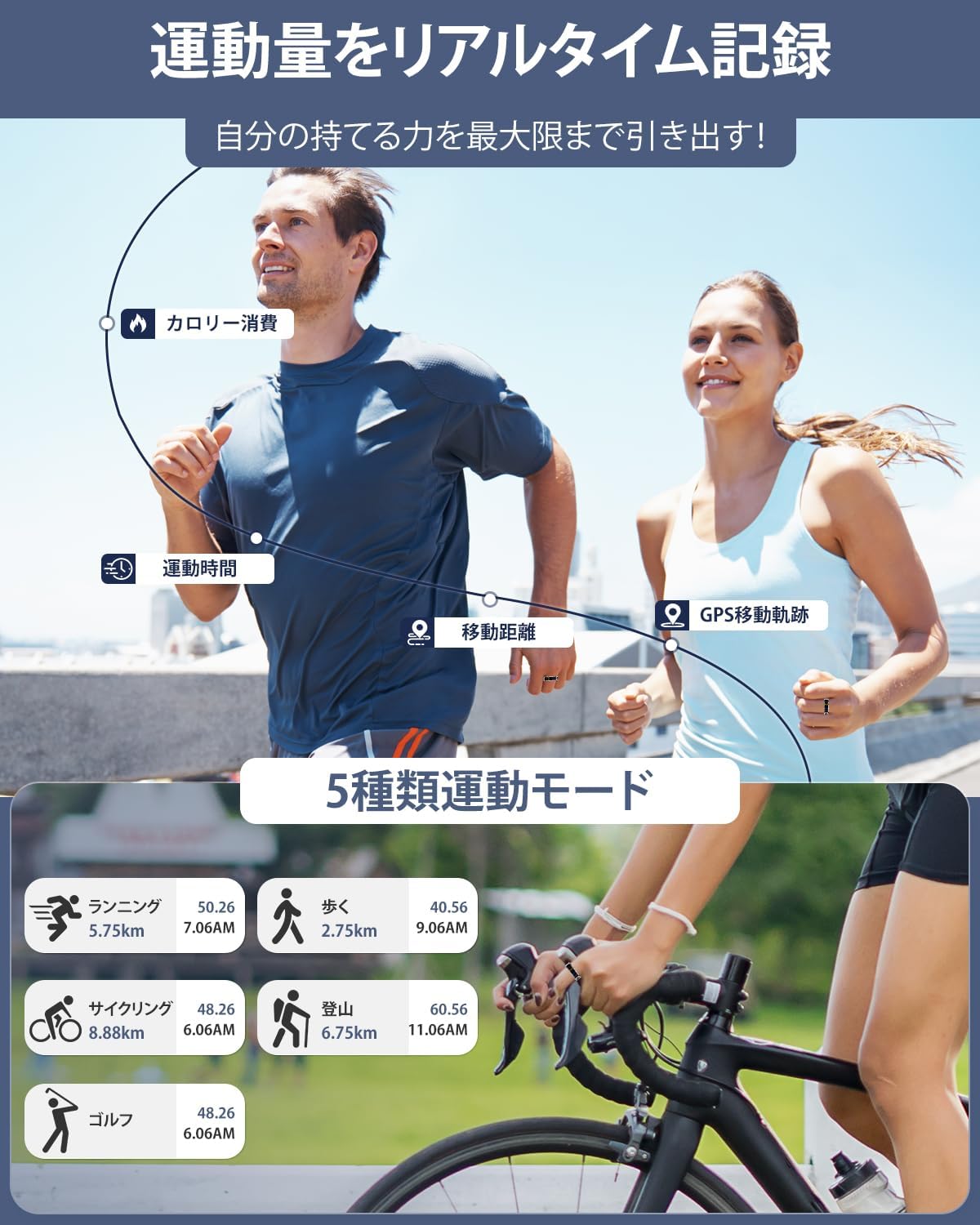 2025年新登場 スマートリング 男女兼用 5ATM防水 USB充電 睡眠管理・活動量計 (シルバー, 9号)
