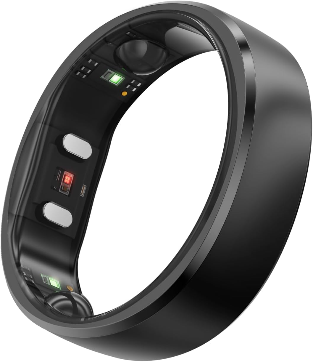 フィットネス追跡対応 スマートリング Gen 2｜サイズ確認キット付属、バッテリー最長12日、Android/iOS対応（ブラック、サイズ10）
