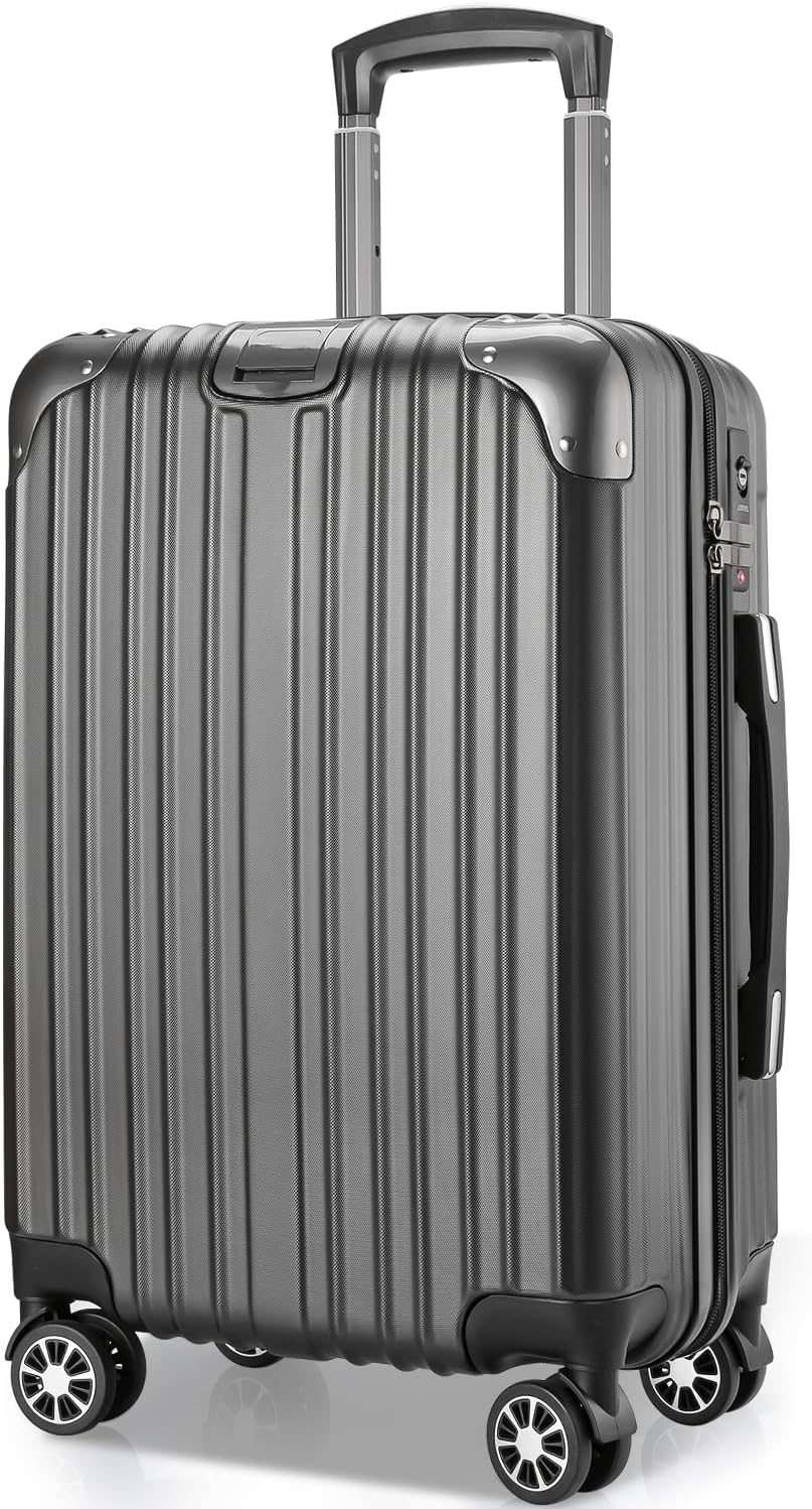 機内持込スーツケース S サイズ (40.5L, 灰) 超軽量・静音・耐衝撃・360度回転・TSAロック搭載