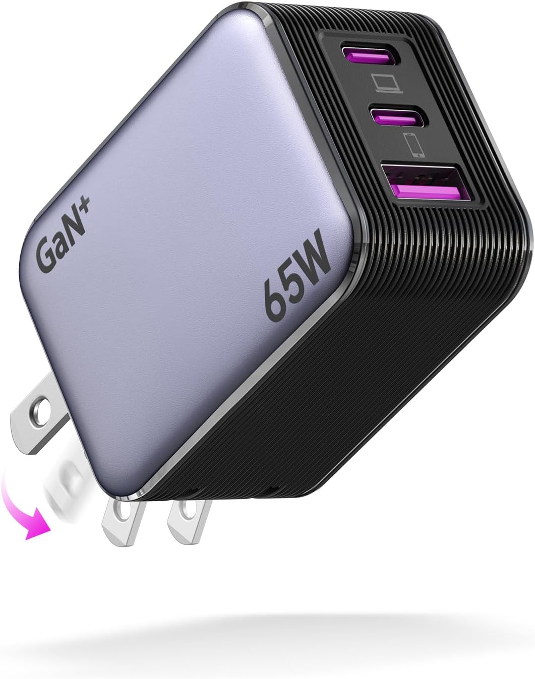 65W PD急速充電器 3ポートタイプC 折り畳み式 GaN III技術 PSE認証付き