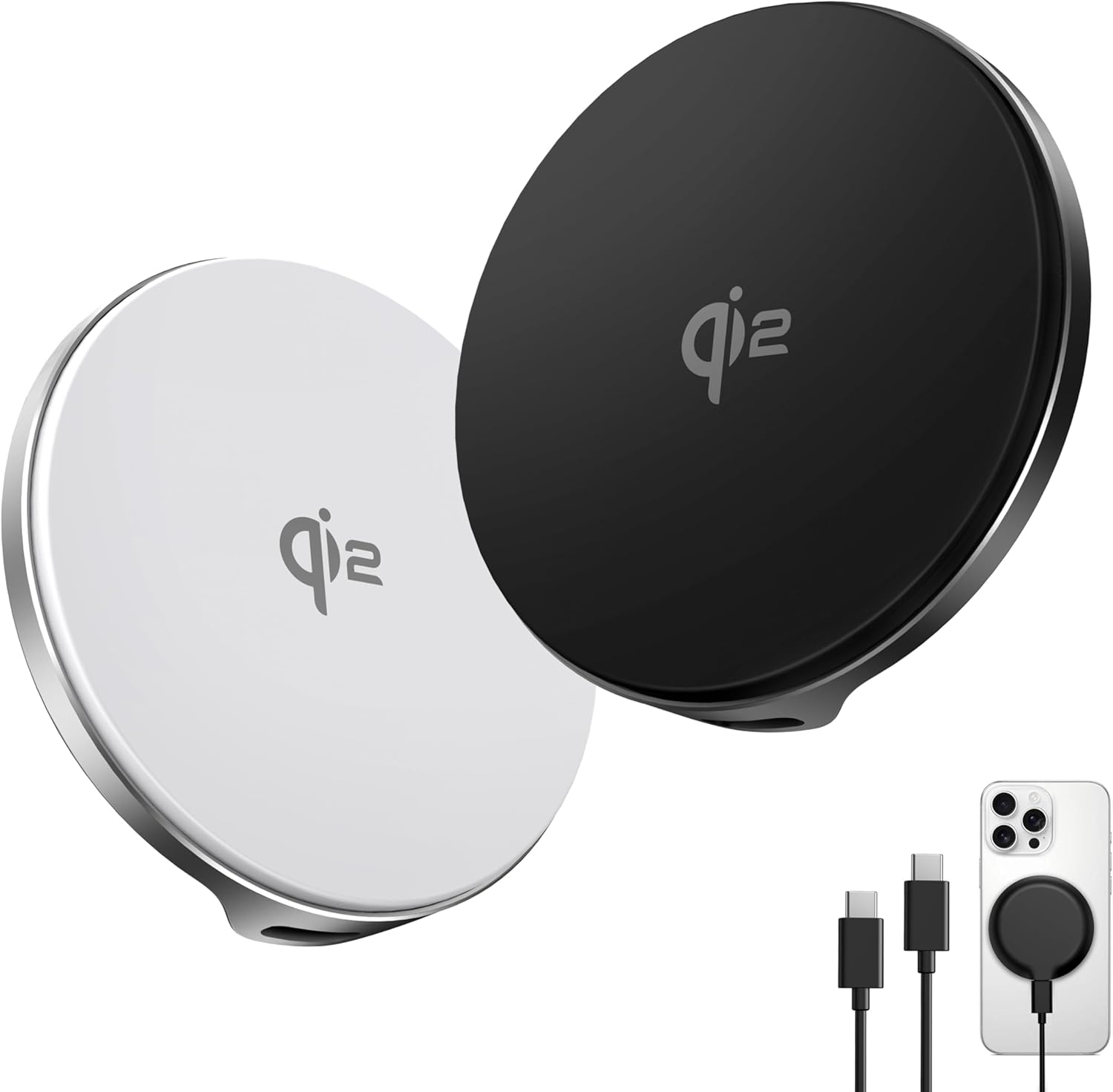 Qi2ワイヤレス充電器【15W急速充電・マグセーフ対応】スマホ用超薄型・軽量・放熱重視（ブラック）