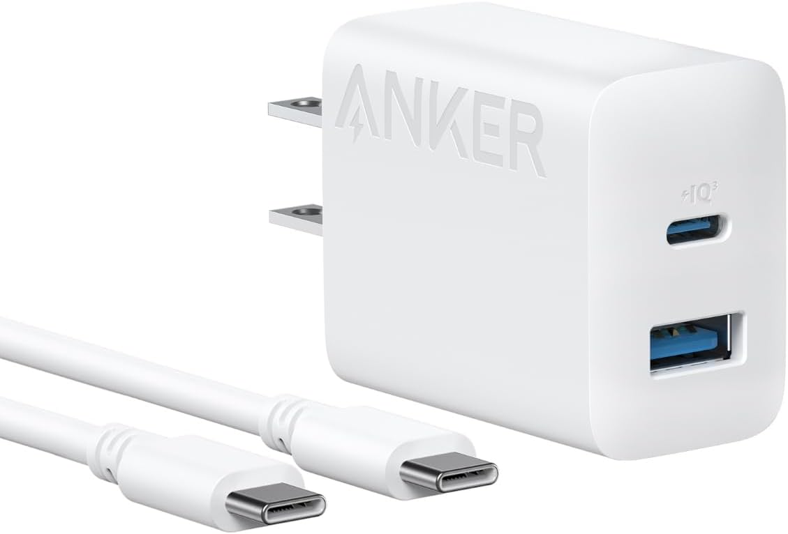 20W 2ポート急速充電器 USB-Cケーブル付属【PSE適合/USB PD/PowerIQ】ホワイト