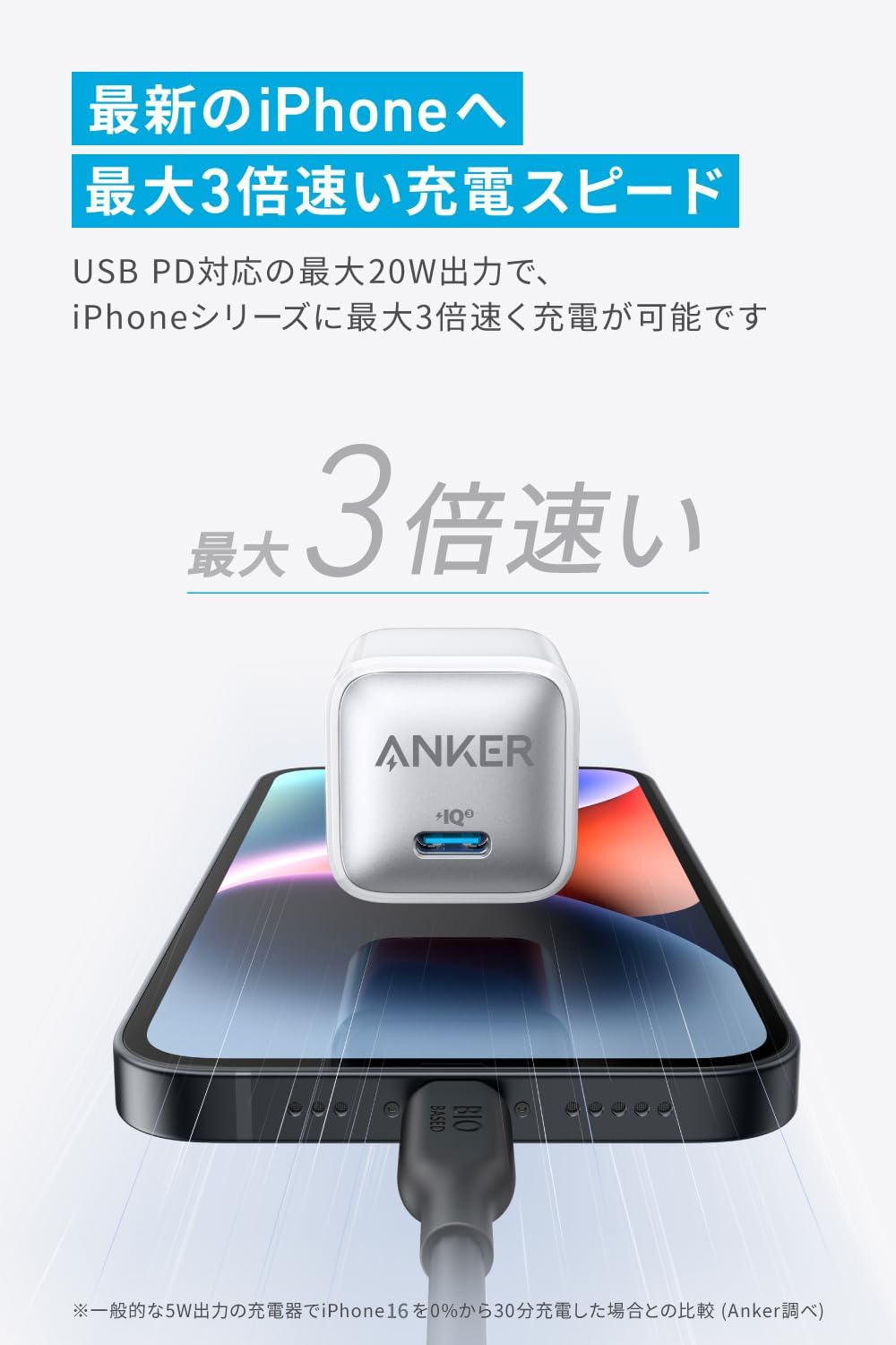 Anker Nano 急速充電器 20W USB-C PSE適合 iPhone/Android対応 (ホワイト)