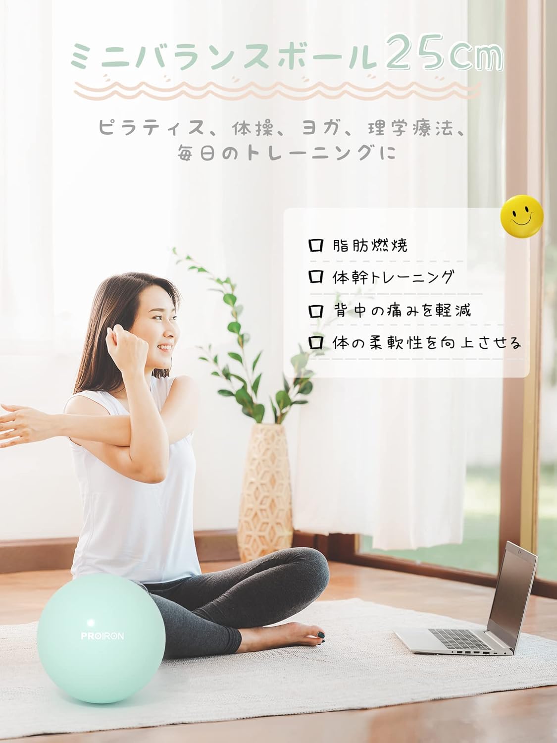 ヤムナボール 25cm ピラティスボール 柔らかいエクササイズボール