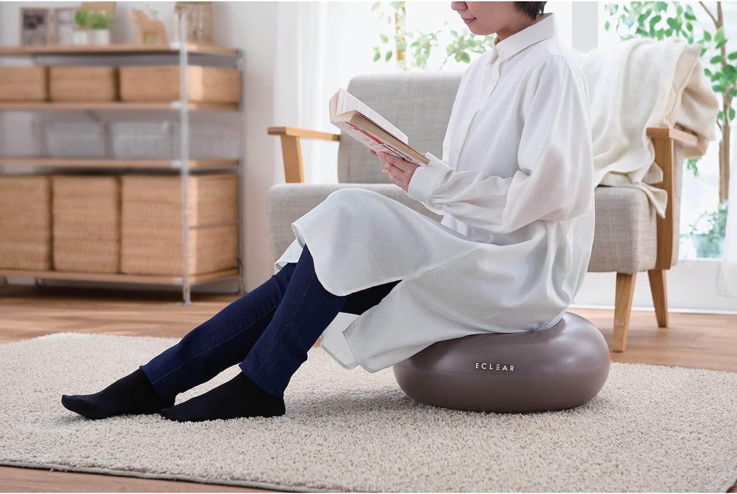 ドーナツ型バランスボール Mサイズ 直径45cm ポンプ付 グレー HCF-BBDMGY
