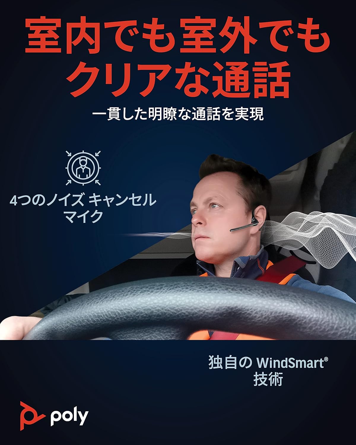 ワイヤレスBluetoothヘッドセット Voyager 5200 ノイズキャンセリング 片耳タイプ
