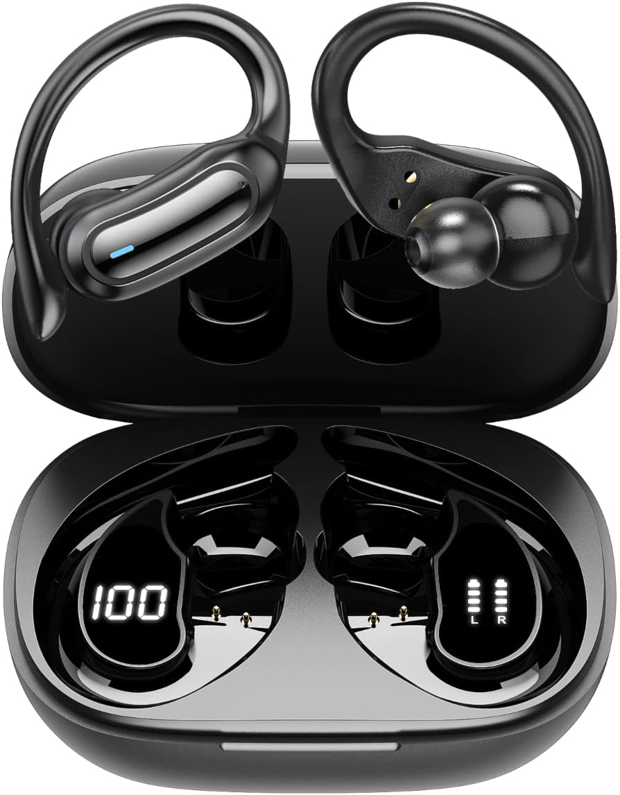 ワイヤレスイヤホン Bluetooth6.0 最大100時間再生 IPX7防水 スポーツ用 耳掛け式