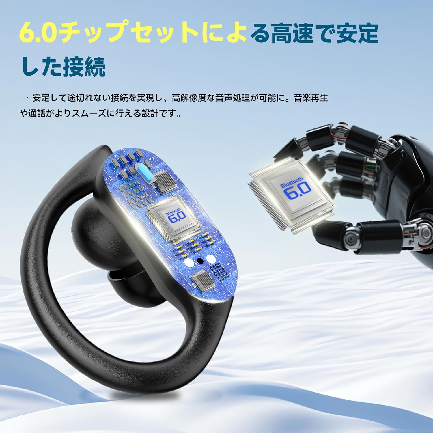 ワイヤレスイヤホン Bluetooth6.0 最大100時間再生 IPX7防水 スポーツ用 耳掛け式