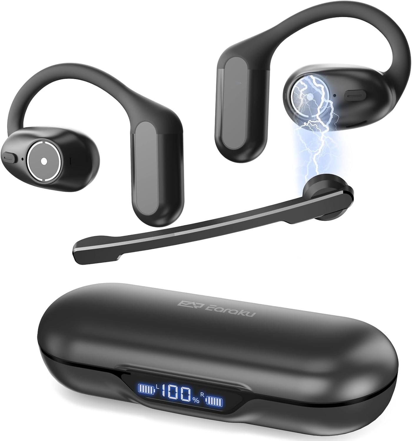 Bluetooth5.4対応 マイク付きオープン型ヘッドセット Earaku(イアラク) 通話・オンライン会議向け IPX防水 ミュート機能付き