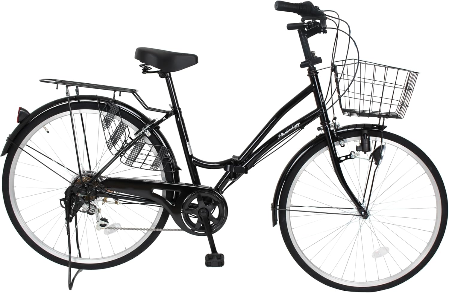 21Technology 26インチ折りたたみ自転車 シティサイクル 6段ギヤ付き