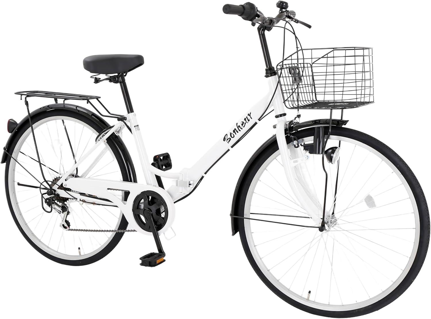 「シマノ6段変速・アルミリム 26インチママチャリ 自転車(婦人用・大型カゴ・鍵付き)」